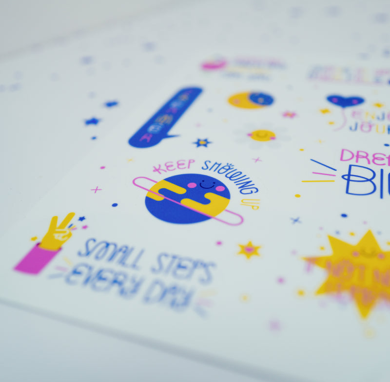 A5 English - Decorative Stickers Sheet for Dreamers